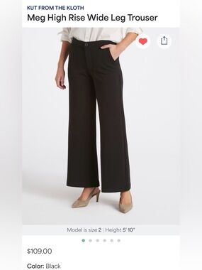 Kut from the Kloth Wide-Leg Black Trousers (size 10)